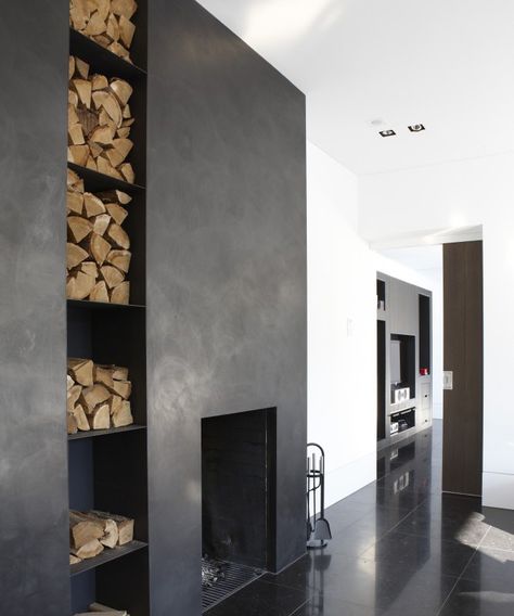 Design Camino, Minimalistic Interior, Black Fireplace, Small Fireplace, Concrete Fireplace, Hemma Diy, Interior Minimalista, Home Fireplace, Hus Inspiration