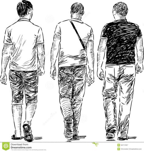 Walking men stock vector. Illustration of view, friends - 34117097 Anime Walking Pose Reference, Walking Poses, Poses Manga, Back Drawing, Human Figure Sketches, Boy Walking, Walking Man, Walking People, Sketches Of People