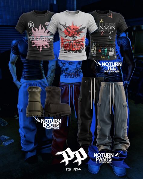 The Noturn Set is now live. As usual, we've included both in-game and blender versions for maximum versatility.      The Drop:     Noturn Pants  21 Swatches - Male Frame - Bottom Category - Specular Map f… Sims 4 Cc Clothes, Sims 4 Male, Sims 4 Men Clothing, Sims 4 Male Clothes, Sims 4 Piercings, Sims 4 Tsr, Sims 4 Cas Mods, The Sims 4 Pc, Play Sims 4