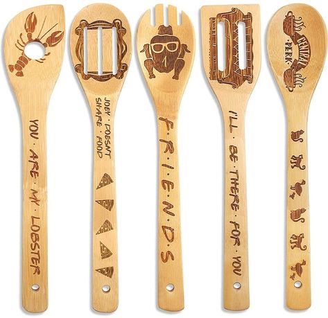 Friends Tv Show Gifts, Cooking Friends, Friends Merchandise, Wooden Kitchen Utensils, Spoons Set, Wooden Spatula, Utensils Set, Kitchen Cooking Utensils, Cooking Utensils Set