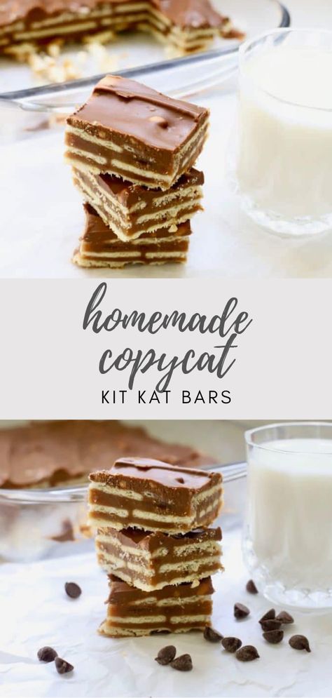 Homemade Kitkat Bars, Kitkat Bars Recipe, Kitkat Recipe Desserts, Homemade Kitkat, Kitkat Bars, Kit Kat Bars Recipe, Homemade Kit Kat Bars, Kit Kat Dessert Recipes, Almost Homemade Desserts