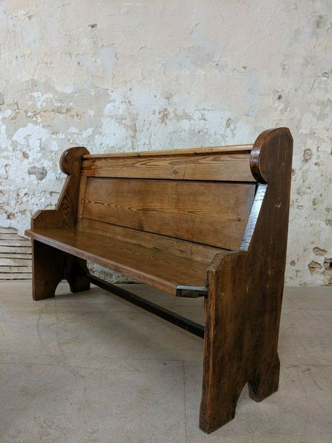 Church Pew Dining Room, Dinner Nook, Art Deco Bench, Dining Room Teal, Deacons Bench, Church Pew Bench, Pew Bench, Pitch Pine, Church Pews