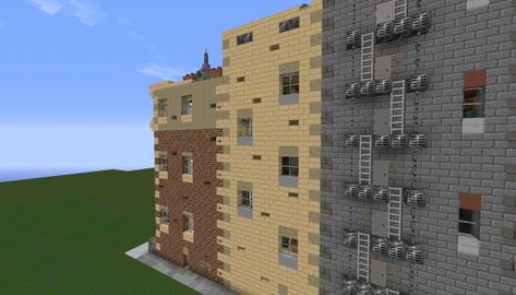 The backs of some of the buildings Minecraft Fire Truck, Minecraft Fire Escape, Minecraft Map, Fire Escape, Minecraft Stuff, House Map, Chicago City, Bedroom Flooring, Animal House