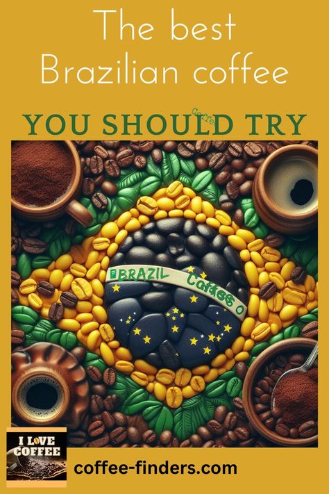 Pin displaying the best Brazilian coffee in green and yellow colors Coffee Presentation, Brazilian Coffee, Coffee Brand, Coffee Enthusiast, Coffee Branding, Dark Roast, Best Coffee, Coffee Beans, You Tried