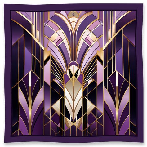 Jewels of Art Deco - Amethyst Reflection Silk Scarf Art Deco Objects, Art Deco Designs, Art Deco Style Fashion, Art Deco Color Palette, Art Deco Pattern Design, Art Deco Interiors, Purple Art Deco, Deco Violet, Art Deco Vector