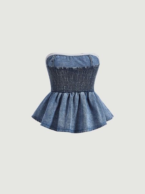 Women's & Men's Clothing, Shop Online Fashion Denim Tube Top, Denim Top, Ruffle Hem, Tube Top, Fashion Online Shop, Denim Women, Online Fashion, All Fashion, Men's Clothing