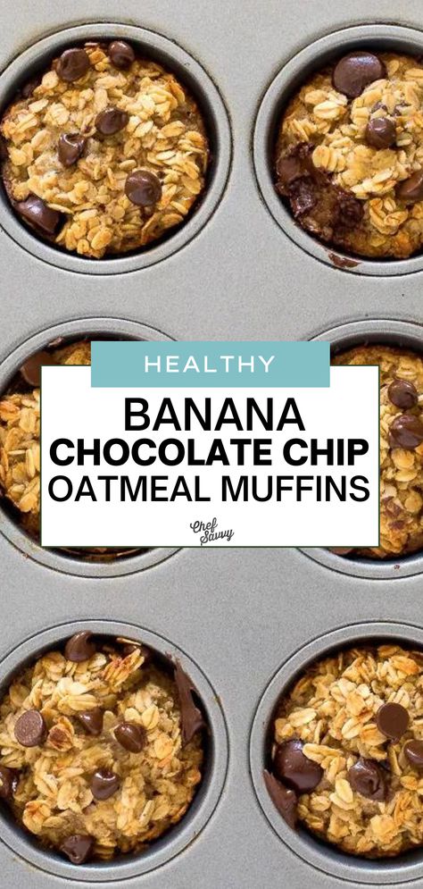 Healthy Breakfast Recipes With Bananas, Healthy Banana Oat Chocolate Chip Muffins, Healthy Banana Chocolate Chip Muffins Oats, Healthy Banana Oat Recipes, Gf Banana Oatmeal Muffins, Mini Banana Chocolate Chip Muffins Healthy, Healthy Dark Chocolate Chip Muffins, Oats Muffin Recipe, Banana Oatmeal Recipes Breakfast