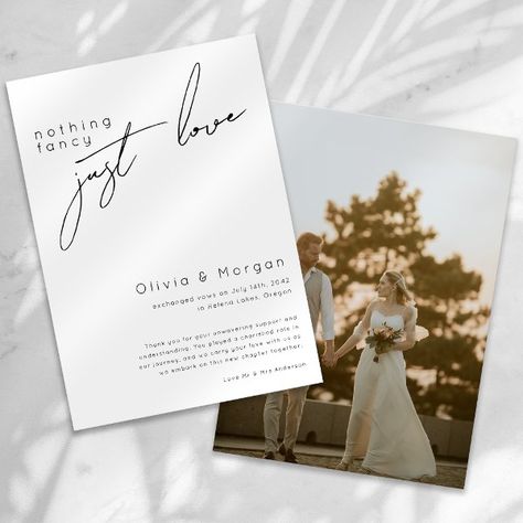 Nothing Fancy Just Love Script Photo Wedding Announcement Nothing Fancy Just Love, Wedding Announcements Photos, Love Script, Wedding Announcement, Photo Wedding, Wedding Announcements, Intimate Weddings, Reception Decorations, Friends And Family