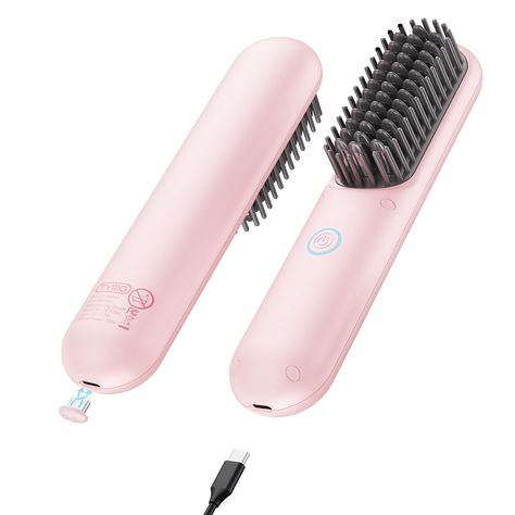 PRICES MAY VARY. TOUCH UPS ON-THE-GO: Weighing just 234g, cordless hair straightener brush is crafted for effortless use. Its compact size fits neatly into a purse. With cordless functionality, you can use TYMO PORTA ECO PINK anywhere and perfect for daily touch-ups: pre-work, client meetings, post-exercise and so on, ensuring you maintain your best appearance at all times. 1 CHARGE FOR 2-3 USES: TYMO PORTA ECO PINK hair straightening brush features a 3200mAh high-capacity rechargeable battery, Tymo Hair Straightener Brush, Best Straightener, Brush Straightener, Cordless Hair Straightener, Hair Straightener Brush, Birthday Things, Straightener Brush, Straightening Comb, Hair Dryer Brush