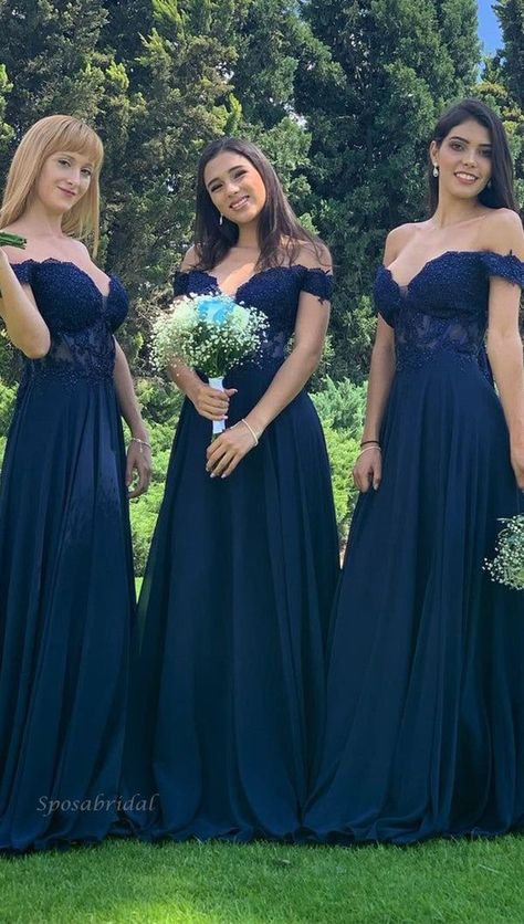 Off-Shoulder Navy Blue Lace Top Sweetheart A-Line Long Bridesmaid Dress, BD3240 #bridesmaiddress #maidofhonordress #bridesmaiddresses #2022bridesmaiddress #2022bridesmaiddresses #2022wedding #maidofhonoroutfit #maidofhonordresses #weddingguestdresses #weddingguestoutfit #bestbridesmaiddresses #mismatchedbridesmaiddresses #popularbridesmaiddresses Long Navy Blue Bridesmaid Dresses, Brides Maid Dresses Blue, Midnight Blue Bridesmaid Dresses, Dark Blue Bridesmaid Dresses, Midnight Blue Wedding, Flower Girl Dresses Navy, Purple Flower Girl Dress, Navy Blue Bridesmaids, Blue Bride