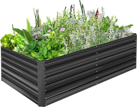 Amazon.com: Rengue 8x4x2FT Raised Garden Beds Large Galvanized Planter Raised Beds Outdoor Sturdy Raised Bed for Vegetables, Flowers, Fruits, Succulent, Herbs, Garden Box with Open Bottom Easy Assembly : Patio, Lawn & Garden Raised Garden Bed Kits, Metal Raised Garden Beds, Metal Planter Boxes, Backyard Inspo, Metal Planters, Planter Box, Garden Boxes, Garden Bed, Plant Roots