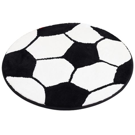 PRICES MAY VARY. Sports Themed Style: Three sports themed area rugs options available - Basketball rug, soccer rug, baseball rug. Used for Indoor. Size: Round rug. Approx 80cm in diameter. Material: The rug made of polyester and superfine fiber material. Soft and comfortable, which feature a non-slip backing to keep it stay in place better. Ideal Soccer Decor: A nice soccer themed accessory, ideal soccer decorations for your home, which look like a real soccer ball. Perfect for your bedroom, liv Soccer Bedroom For Boys, Soccer Room Ideas For Boys, Soccer Bedroom Ideas, Girls Soccer Bedroom, Soccer Kids Room, Soccer Rug, Soccer Bedroom Decor, Baseball Rug, Soccer Themed Room