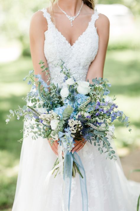 Pale Blue Wedding Bouquet, Bluebells Wedding Bouquet, Rustic Spring Wedding Bouquet, September Wedding Flowers Blue, Cornflower Blue Bouquet, Spring Wedding Dusty Blue, Blue Wildflower Wedding Bouquet, Dusty Blue Bride Bouquet, Cornflower Blue Wedding Flowers