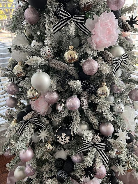 I'm super excited to team up with a few of my blogger friends to bring you some great Christmas gift wrap ideas. Welcome to everyone visiting from The Ponds Farmhouse, I'm so happy to have you visit BellaGrey Designs.My DIY Glamorous Christmas Gifts were designed to match my tree this yearI love pink, black and white, so when I was dreaming up my tree, it was only logical to go with my favorite colors. I mixed in metals to give it the extra glam look I was looking for. Head over to my Black White And Pink Christmas Tree, Black And Pink Christmas Tree, Black And White Christmas Tree Ideas, Pink And Black Christmas Tree, Pink And Black Christmas, Yule Ideas, Christmas Gift Wrap Ideas, Pink Xmas Tree, Black Christmas Decorations