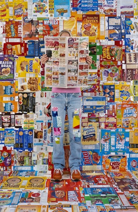 Rachel Perry Welty, Lost in My Life (food boxes) Liu Bolin, Rachel Perry, Trippy Patterns, Consumer Culture, Berenice Abbott, Robert Mapplethorpe, Conceptual Artist, A Level Art, Foto Art