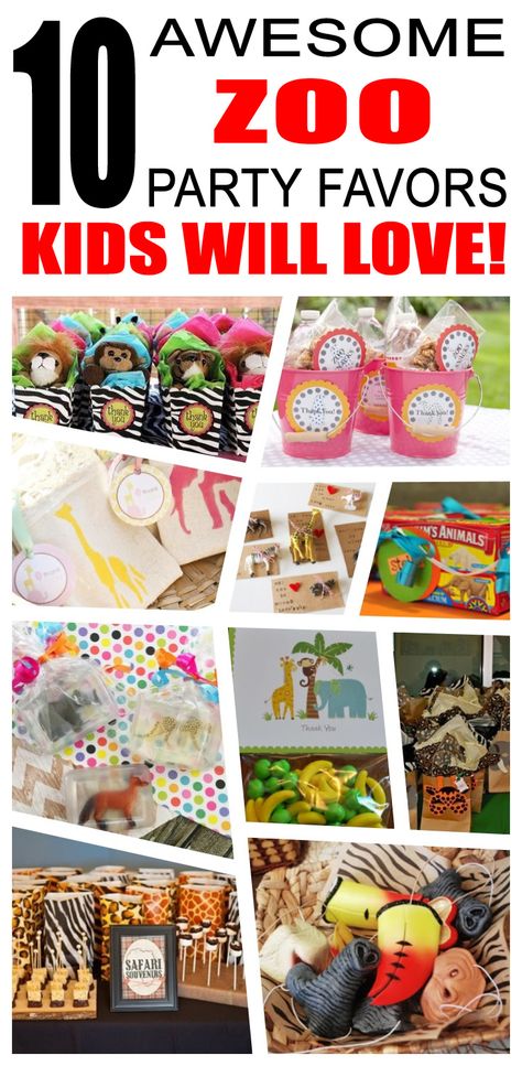 Great zoo party favors kids will love. Fun and cool zoo birthday party favor ideas for children. Easy goody bags, treat bags, gifts and more for boys and girls. Get the best zoo birthday party favors any child would love to take home. Loot bags, loot boxes, goodie bags, candy and more for zoo party celebrations. Party Favors Animal Theme, Zoo Theme Party Favors, Zoo Birthday Party Favors, Zoo Party Favors, Zoo Animal Party, Awesome Party Favors, Birthday Party Goodie Bags, Animal Themed Birthday Party, Zoo Birthday Party