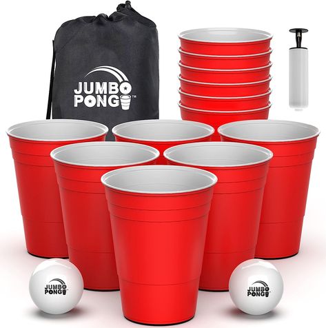 JUMBO PONG DURABLE - Official Jumbo Pong Set made with thick quality plastic buckets, and custom balls. Unlike our cheap competition, we put our heart and soul into creating giant yard games that you, your family, and your friends will want to play over and over again. Yard Pong, Giant Beer Pong, Giant Yard Games, Outdoor Games Adults, Pong Game, Tailgate Games, Beach Games, Outdoor Games For Kids, Yard Games