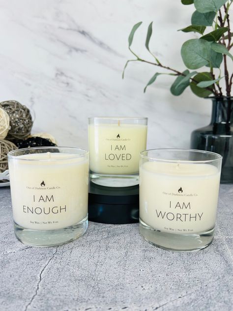 A one of a kind candle experience. The moment you light these candles you will unplug from the world, feel empowered and tune into your senses. Light these candles and say your affirmations with love and intention. #affirmations #affirmationsforwomen #affirmationpositive #soywaxcandles Candle Names, Living Room Candles, Natural Candle, I Am Loved, Calming Music, Affirmations For Women, Natural Candles, Shopify Store, Love Affirmations