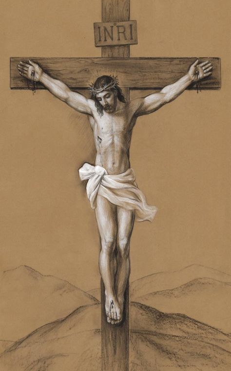 Jesus On The Cross Drawing, Crucifixion Drawing, Religion Drawing, Jesus Christ Drawing, Jesus Laughing, Christ Crucified, African Lovebirds, Jesus Art Drawing, Jesus Crucified