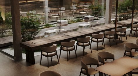 Fast Casual Restaurant, Long Dining Table, Dining Design, Cafe Tables, Long Table, Restaurant Interior Design, Architecture Interior Design, Restaurant Interior, Cafe Interior