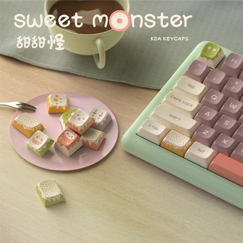 Aesthetic Keyboards, Keyboard Customization, Kawaii Bottle, Custom Keyboard, Cute School Stationary, Key Cap, Key Caps, Stationary School, Mechanical Keyboards