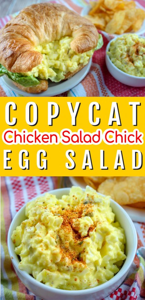 Chicken And Egg Salad Sandwich, Chick Salad Chick Chicken Salad, Chicken Egg Salad Sandwich, Egg And Chicken Recipes, Chicken Salad Chick Copycat Recipes Classic Carol, Arbys Chicken Salad Recipe, Chicken And Egg Recipes, Egg Salad With Relish, Chicken Salad Recipe With Eggs