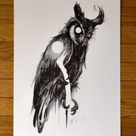 Ghost Owl Tattoo, Viking Owl Tattoo Design, Skeleton Owl Tattoo, Evil Owl Tattoo Design, Night Owl Tattoo Design, Norse Owl Tattoo, Goth Owl Tattoo, Scary Owl Tattoo, Nordic Owl Tattoo