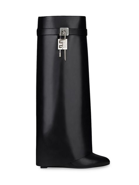 Shop Givenchy Shark Lock Boots Wide Fit in Leather | Saks Fifth Avenue Shark Lock Boots, Lock Boots, Givenchy Shark, Almond Toe Boots, Givenchy Boots, Dr Shoes, Slip On Boots, Mein Style, Wide Boots