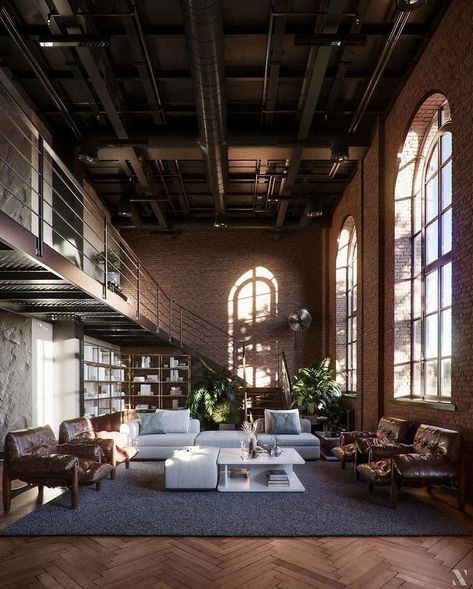 Industrial Penthouse, Industrial Loft Design, Warehouse Living, Loft Inspiration, Warehouse Home, Industrial Home Design, Loft Interiors, Industrial Interior Design, Loft House