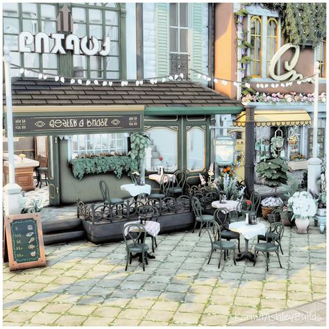 Little Bistro Street. #ad #eapartner Library, Bistro, café, flower shop and apartment above the flower shop. 30x20 $194,886 Disclaimer: Thanks to the #eacreatornetwork I receive free codes and early access to the sims4. I am not being paid to create any content unless otherwise stated. Game: @thesims @ea Gallery ID: KarinaAshleyYT – You can also search ”#KarinaAshley” or download trayfiles here: https://ko-fi.com/s/cc965b9640 𝙀𝙭𝙥𝙖𝙣𝙨𝙞𝙤𝙣 𝙥𝙖𝙘𝙠𝙨 𝙪𝙨𝙚𝙙: For Rent Horse Ranch Growing Togethe... Sims 4 Cafe Layout, Sims 4 Bistro, Patio Cozy, Study Cafe, Sims House Plans, Save File, Horse Ranch, Sims House, Bistro Set