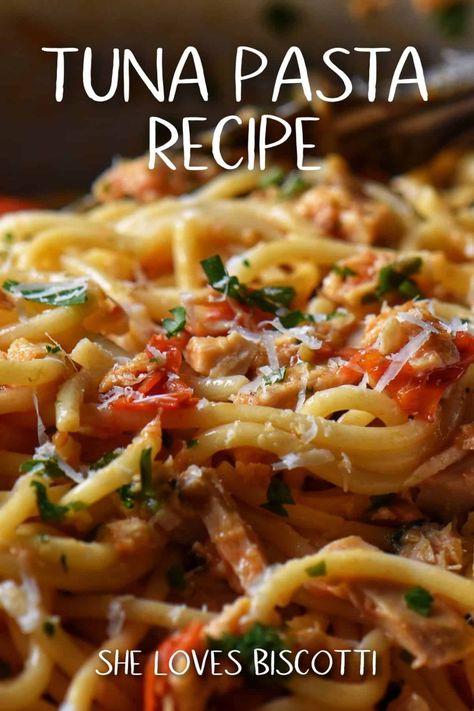 Tuna With Pasta, One Pot Tuna Pasta, Tinned Tuna Recipes Dinners, Canned Tuna Dinner Ideas, Tuna Spaghetti Recipe, Noodle Meals, Easy Tuna Recipes, Italian Tuna, Tuna Dinners