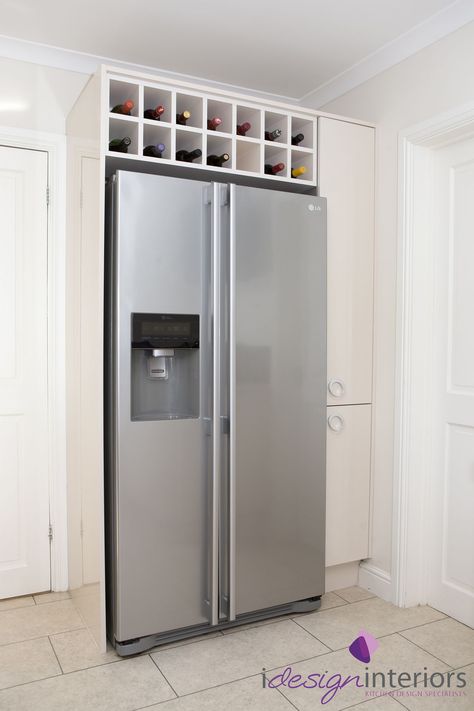 Pantry With Freezer, Fridge Cabinet Surround, Shaker Style Kitchen, Modern Country Kitchens, American Style Fridge Freezer, Pantry Room, American Fridge, American Fridge Freezers, Country Kitchen Designs