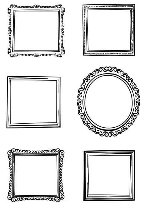 Frames Ideas Drawing, Picture Frame Drawing, Frame Printable, Frame Drawing, Doodle Frame, Drawing Frames, Diy Basket, Borders And Frames, But Why