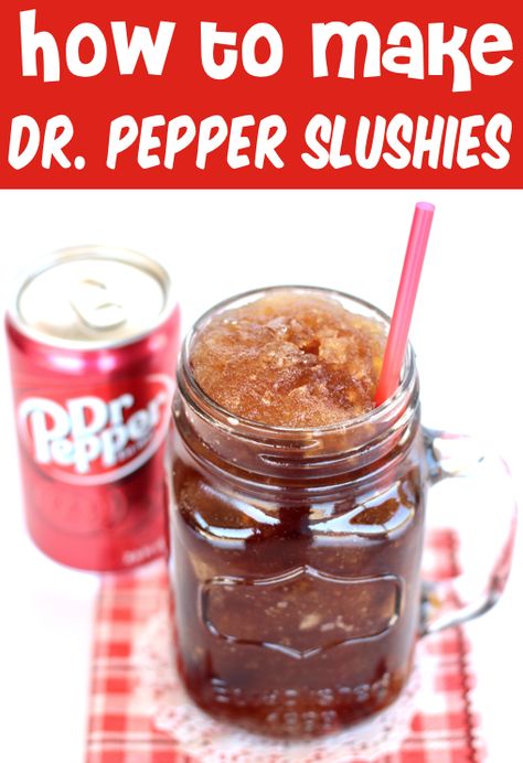 Slushie Recipe for Kids and Adults! Frozen blender drinks are the perfect way to cool off on a hot day, and this Dr. Pepper Slush couldn't be easier!  Go grab the recipe and give it a try this week! Dr Pepper Slushie Recipe, Dr Pepper Slushies, Slushie Recipe Non Alcoholic, Blender Drinks Non Alcoholic, How To Make A Slushie With A Blender, Frozen Drinks For Kids, Ninja Creami Frozen Drinks, Homemade Slushies Blender, Dr Pepper Drinks Ideas