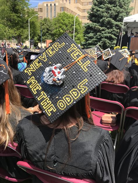 Starwars Graduation Caps, Guardians Of The Galaxy Graduation Cap, Grad Cap Ideas Star Wars, Grad Cap Star Wars, Graduation Cap Star Wars, Star Wars Graduation Cap Ideas, Video Game Grad Cap, Lego Graduation Ideas, Lego Graduation Cap