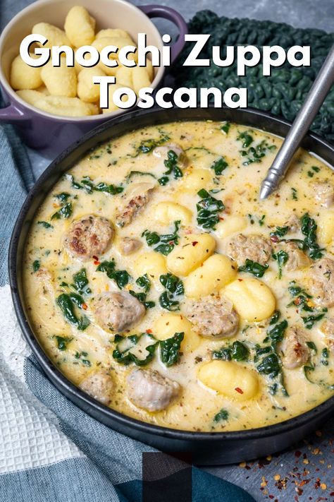 Italian Sausage Gnocchi Soup Recipes, Slow Cooker Sausage Gnocchi Soup, Zuppa Gnocchi Soup, Zuppa Toscana Soup With Gnocchi, Gnocchi Zuppa Toscana, Gnocchi Dumpling Soup, Gnocchi Soup With Sausage, Sausage Spinach Gnocchi Soup, Gnocchi Sausage Spinach