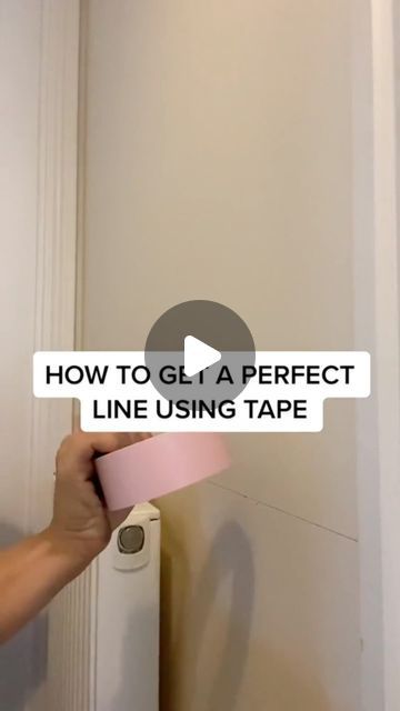 Charlotte Allen on Instagram: "⭐️⭐️HOW TO GET THE PERFECT LINE USING TAPE⭐️⭐️  Here’s my method for getting that crisp perfect straight line when using tape 😁   If your nervous about the tape pulling of the base colour, just do a test patch 👍 usually this happens if tape is too sticky which is why I use sensitive painters tapes, but it can also happen if your base paint hasn’t adhered to the surface properly.  So always leave at least 24hours before taping up 🙏   Oh and has anyone else had issues with Farrow and Ball when using tape?? Even with sensitive tapes I’ve found it doesn’t work 🤦‍♀️   Anyway, with good prep and not rushing, this works for me 🙌   #howtodecorate #diyhome #painterstape #featurewall #hallwaytransformation #housemakeover #hometransformation #diyrenovation" Wall Paint Patterns With Tape, 3 Walls One Color 1 Another, How To Tape Straight Lines On A Wall, How To Tape Walls Before Painting, Wall Painting Hacks, Masking Tape Wall Paint, Tape Painting Wall, Wall Tape Designs, Painting With Tape