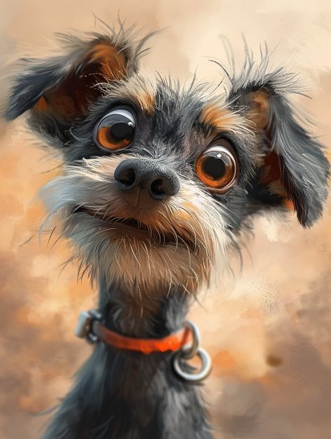 Cartoon Animal Pictures, Animal Caricature, Animal Portraits Art, Cute Animal Clipart, Cute Animals Images, Cute Funny Dogs, Animal Clipart, Dog Paintings, Cartoon Dog