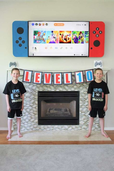 Video games Birthday Party Ideas | Photo 2 of 22 | Catch My Party Nintendo Birthday Party, Game Truck Birthday Party, Game Truck Party, Nintendo Party, Super Mario Bros Birthday Party, Video Games Birthday Party, Mario Bros Birthday, Super Mario Birthday Party, Mario Birthday Party