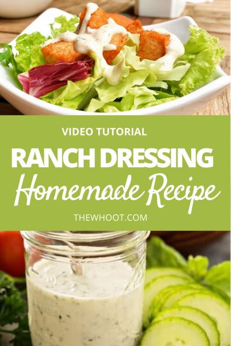 Homemade Ranch Dressing Recipe {Video} | The WHOot Easy Ranch Dressing, Homemade Ranch Dressing Mix, Ranch Dressing Recipe Homemade, Advocare Recipes, Candida Recipes, Ranch Dressing Recipe, Homemade Ranch Dressing, The Whoot, Ranch Dressing Mix