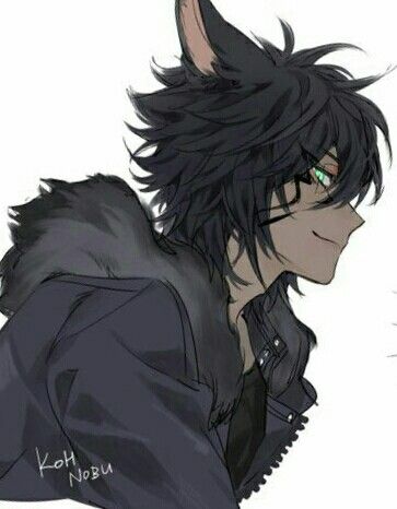 Cat Male Oc, Anime Guy Wolf Ears, Wolf Oc Human Male, Wolf Human Hybrid Male, Cat Hybrid Oc, Wolf Anime Boy, Human Cat Hybrid, Cat Boy Drawing, Catboy Oc