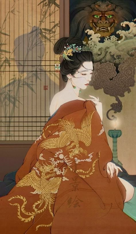 Geisha Art, Japanese Drawings, Japanese Art Prints, Japanese Illustration, Traditional Japanese Art, Japon Illustration, Ukiyo E, Ethereal Art, Japan Art