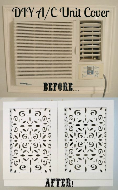 DIY air conditioner unit cover. We have central air, but whatever - this is a good idea so I'm pinning it anyway. :-) Ac Window Unit Ideas, Window Unit Cover Ideas Outside, Window Air Conditioner Ideas, Window Unit Cover Ideas Inside, Window Ac Cover, Air Conditioner Cover Indoor, Window Air Conditioner Cover, Air Conditioner Hide, Conditioner Diy