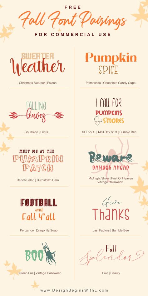 Free Fall Font Pairings for Commercial Use Jastip Name Ideas, Fall Fonts Free, Cute Font Pairings, Cute Font Combinations, Font Duos Free, Free Commercial Use Graphics, Best Canva Pro Fonts, Rekomendasi Font Canva, Canva Cute Fonts