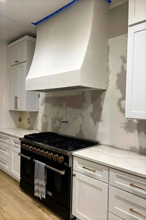 Diy Vent Hood, Stove Vent Hood, Modern Hood, Kitchen Hood Vent, Kitchen Hood Ideas, Hood Vent Cover, Custom Vent Hoods, Stove Vent, Taupe Kitchen