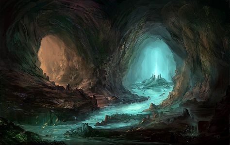 Underground Fantasy – Part One: Caves (October 20, 2014) Natur Tattoo Arm, Výtvarné Reference, Ice Cave, Fantasy Setting, Fantasy Places, Fantasy Art Landscapes, Game Inspiration, Arte Fantasy, 판타지 아트