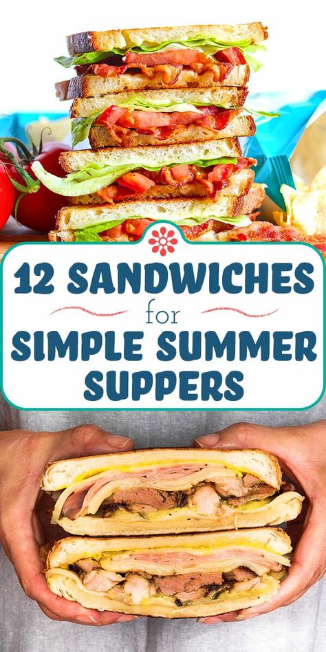 12 Sandwich Recipes for Simple Summer Suppers! When it heats up outside, it’s time to cool things down in the kitchen! Nothing says summer like a sandwich. Keep it simple or go big with flavor and toppings. We have the perfect recipe to match your summer sandwich style! #simplyrecipes #sandwich #dinnersandwich #sandwichrecipe Easy Cheap Sandwich Recipes, Quick And Easy Lunch Sandwiches, Budget Sandwich Ideas, Simple Delicious Sandwiches, Easy Sandwich Lunch Ideas, Easy Summer Sandwich Ideas, Sandwiches For Dinner Easy Simple, Easy Cold Sandwich Recipes Lunch Ideas, Cold Summer Sandwich Ideas