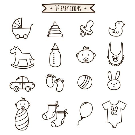 Baby doodle icons set Premium Vector | Premium Vector #Freepik #vector #car #baby #children #line Baby Journal Book, Baby Doodle, Baby Shower Scrapbook, Pregnancy Scrapbook, Doodle Baby, Baby Books Diy, Baby Bullet, Doodle Icons, Baby Shower Background