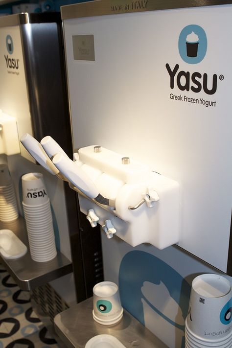 our greek, frozen yogurt machine at the #yasu store at The Mall Athens Frozen Yogurt Machine, At The Mall, Launch Party, Frozen Yogurt, Athens, Yogurt, Frozen, Ice Cream, Diet