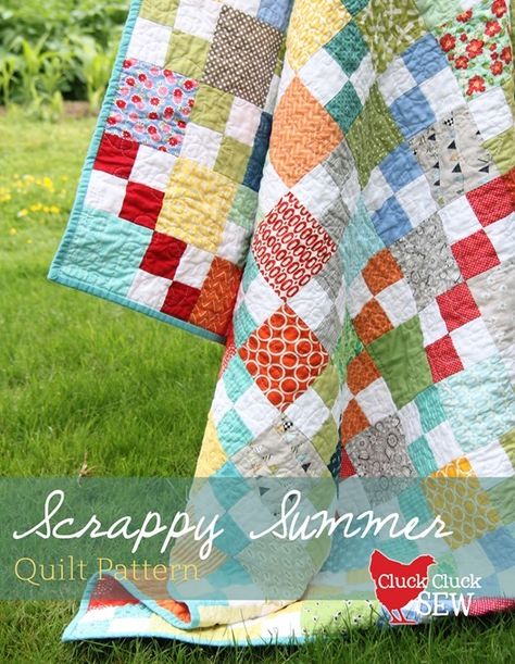 Scrappy Summer Tutorial | Cluck Cluck Sew Quilt Patterns For Beginners, Picnic Quilt, Quilting Designs Patterns, Quilts Patterns, Baby Pattern, Scrappy Quilt Patterns, Quilt Block Patterns Free, Quilt Square Patterns, Scrap Quilt Patterns